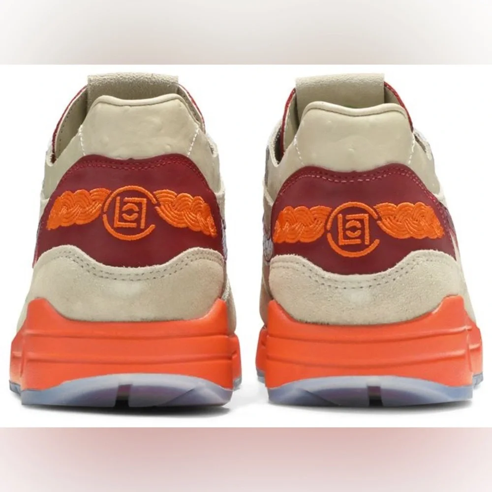 Nike x CLOT Air Max 1 Kiss of Death 2021 Tan Orange Sneakers - Picture 4 of 14
